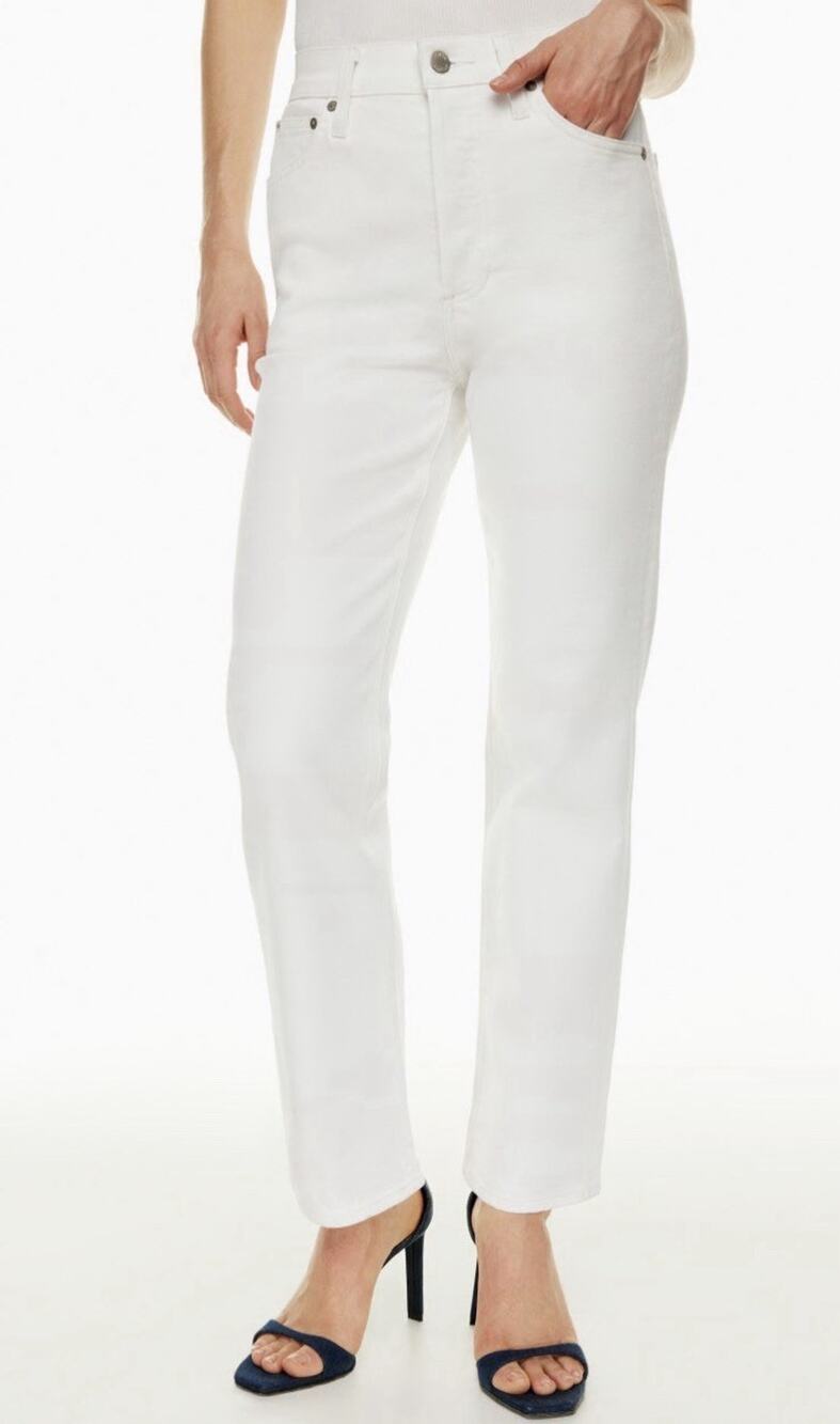 Denim Forum Aritzia Women's The Yoko‎ High Rise Slim Ankle Jean 27 White A009034